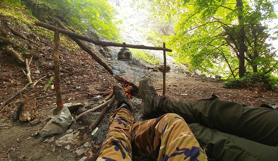 Beginner practicing outdoor knots and rope techniques